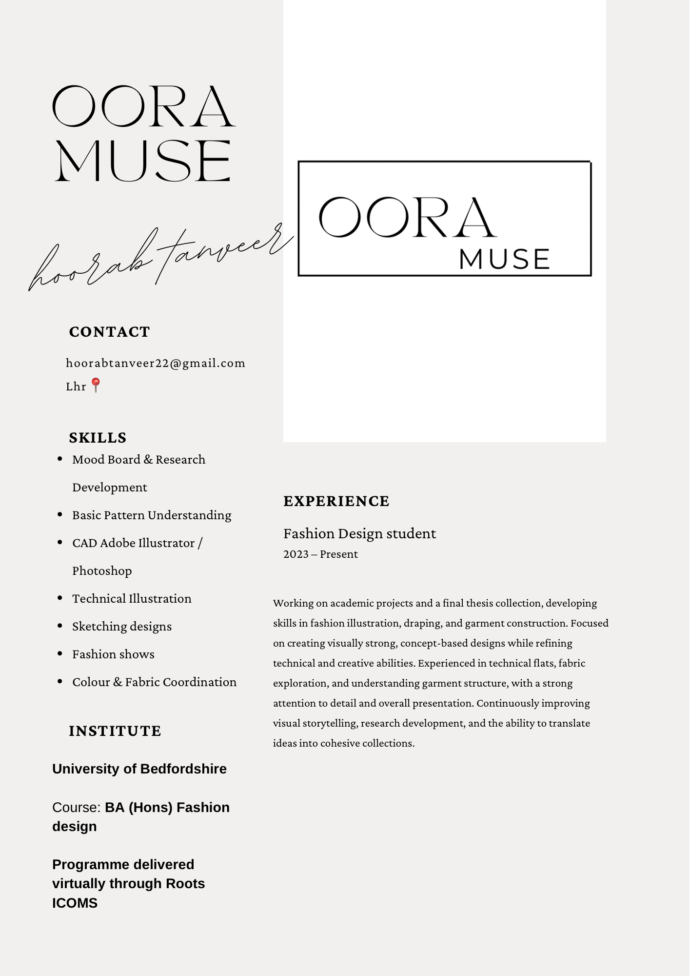 Hoorab Tanveer CV/Resume